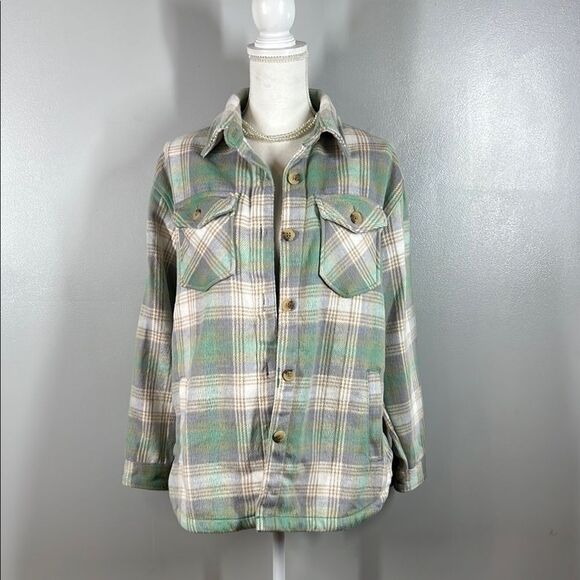 Members Mark Plaid Button-Up Jacket/Shacket - Picture 1 of 7